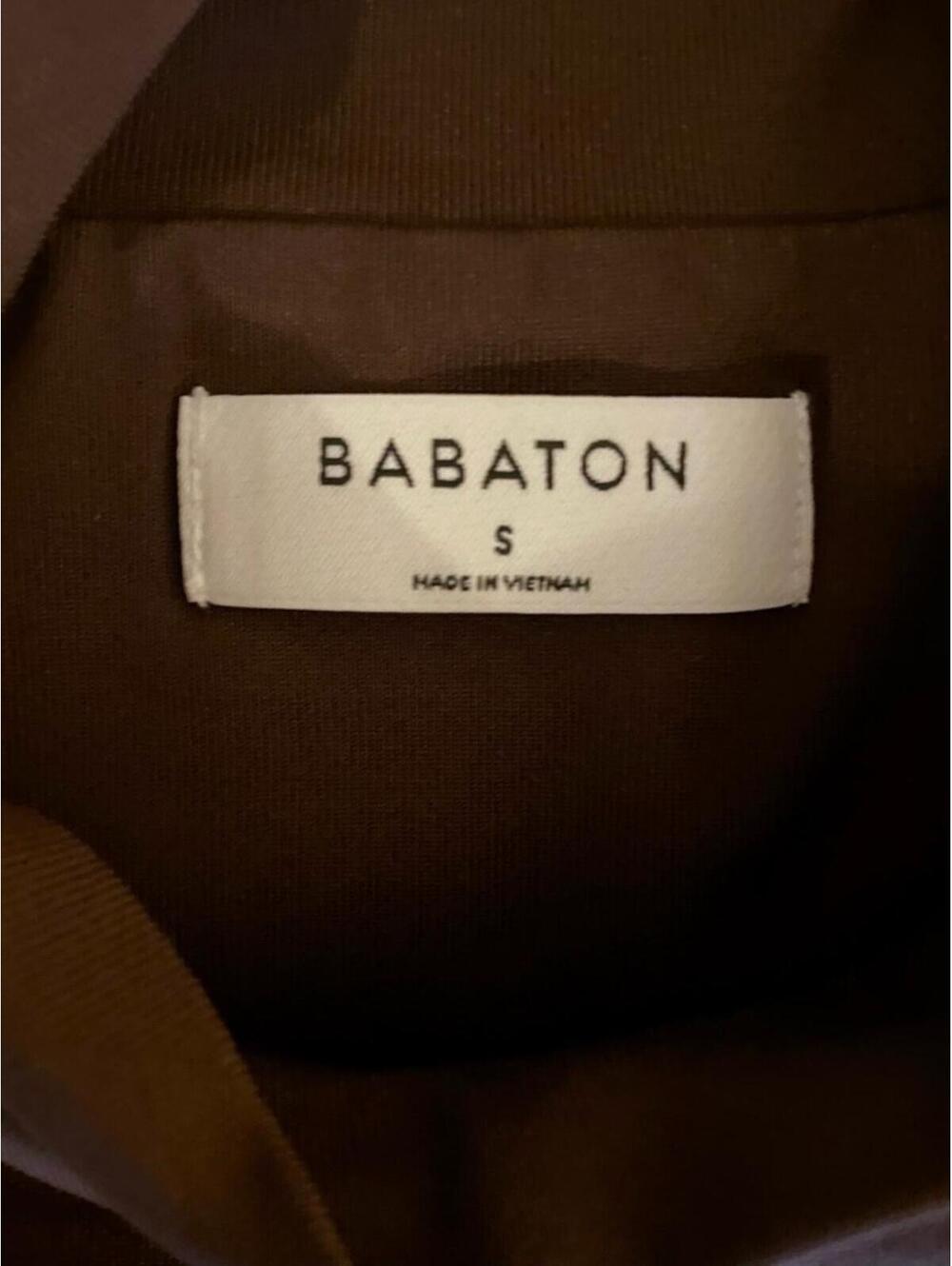 Babaton Aritzia Brown Mock Neck Crop Top Long Sleeve Fitted Stretch Minimalist S - Picture 3 of 5